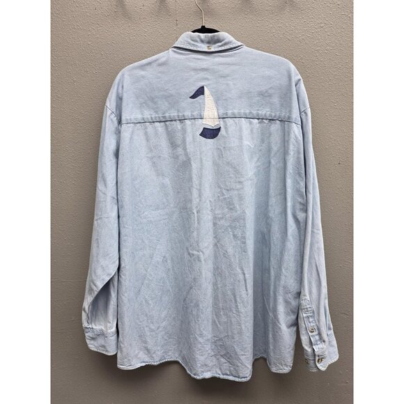 Vintage LA Loving Shirt Womens Large Denim Nautical Lighthouse Sailboat 90s - Picture 5 of 11